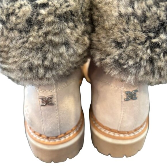 Sam Edelman Bowen Grey Suede Faux Fur Hiking Boot size 7.5 - Picture 4 of 12